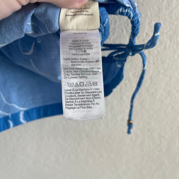 Madewell Embroidered Poplin Puff-Sleeve Cutout Crop Top Oranamental Blue Size XL - Picture 7 of 8